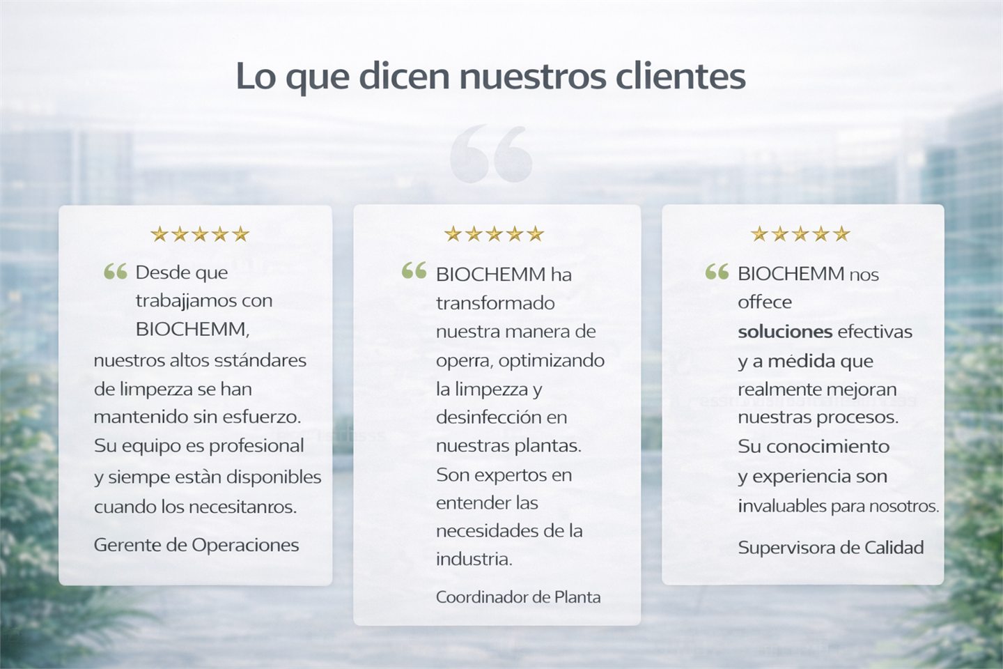 Asesoria comercial BIOCHEMM