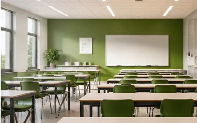 Aula escolar limpia y moderna